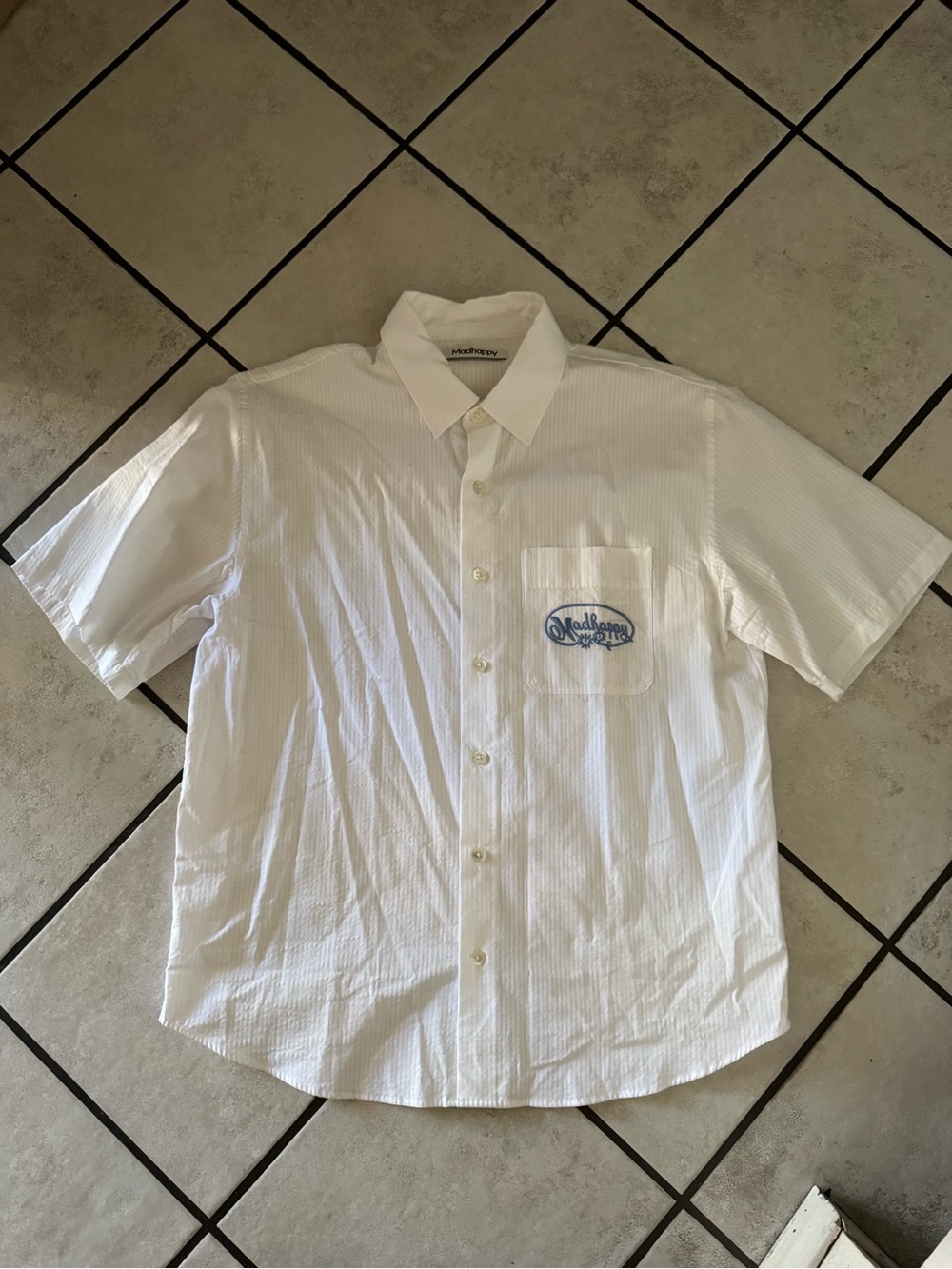 Madhappy White Short-Sleeve Button-Down Shirt